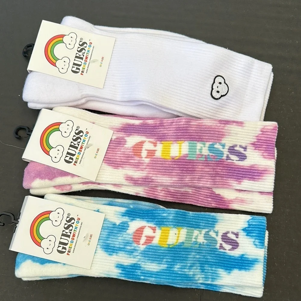 GUESS Men's Colorful Socks - Blue, White, Purple